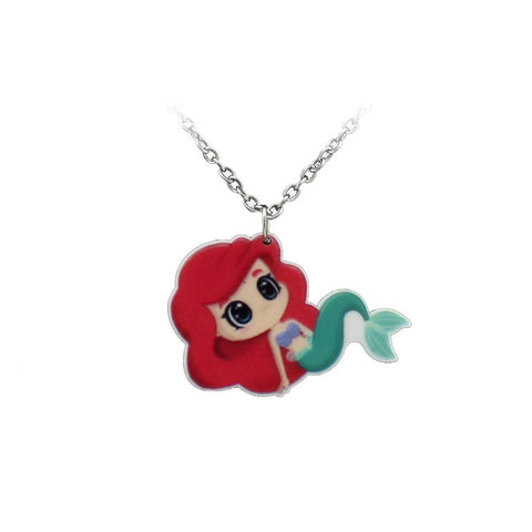 Little Mermaid Pendant 16" Short Chain Necklace